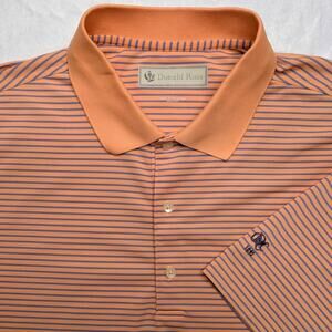 Donald Ross Mens Golf Polo Shirt - Large Orange Stripe Performance ODCC 1892